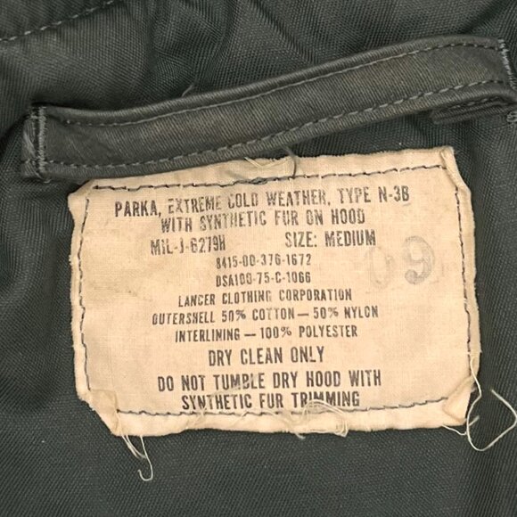 VTG N-3B Military Extreme Cold Weather Parka Medium Green Arctic Snorkel Jacket - Picture 4 of 5